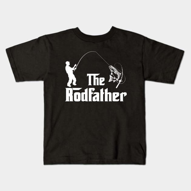 The Rodfather Funny Fishing Gift for Fisherman Kids T-Shirt by DragonTees